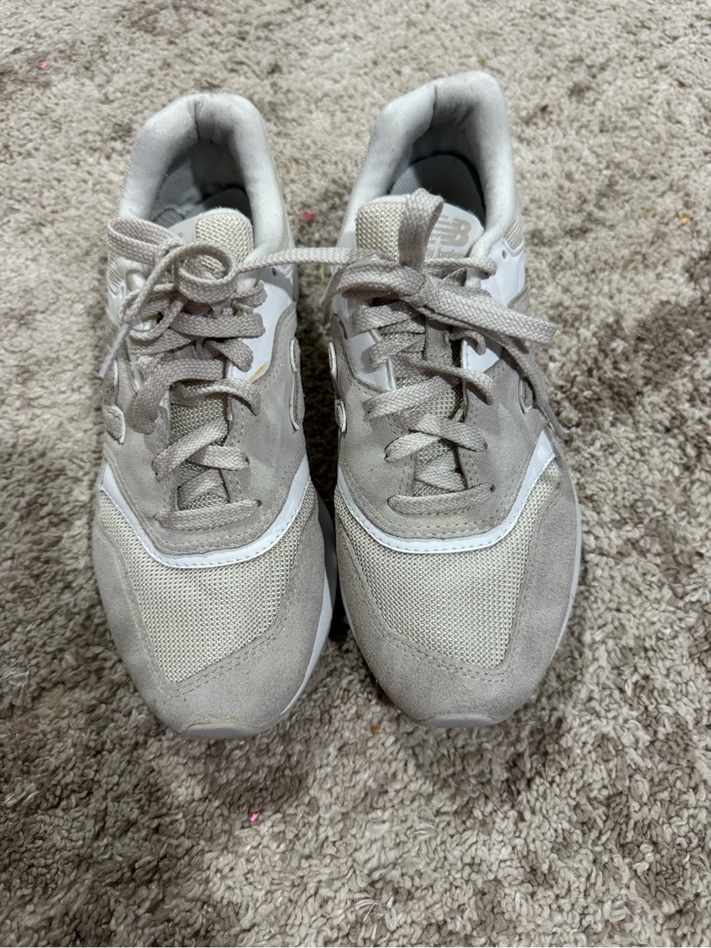 New Balance Women's Light Beige Suede & Mesh Sneakers